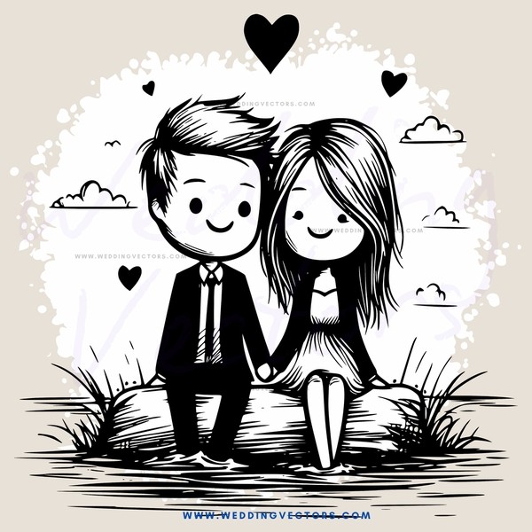 couple on rock by water with clouds in background