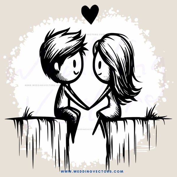 a boy and girl sitting together in an embrace