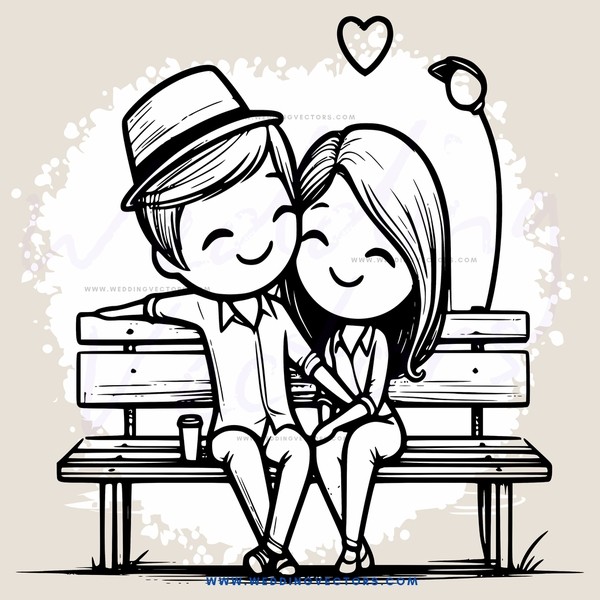 a couple on a bench in love