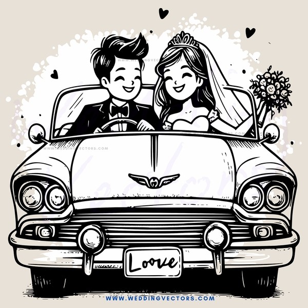 a couple in love driving down the road