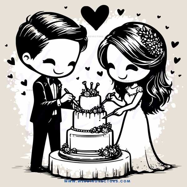 a couple cutting their wedding cake