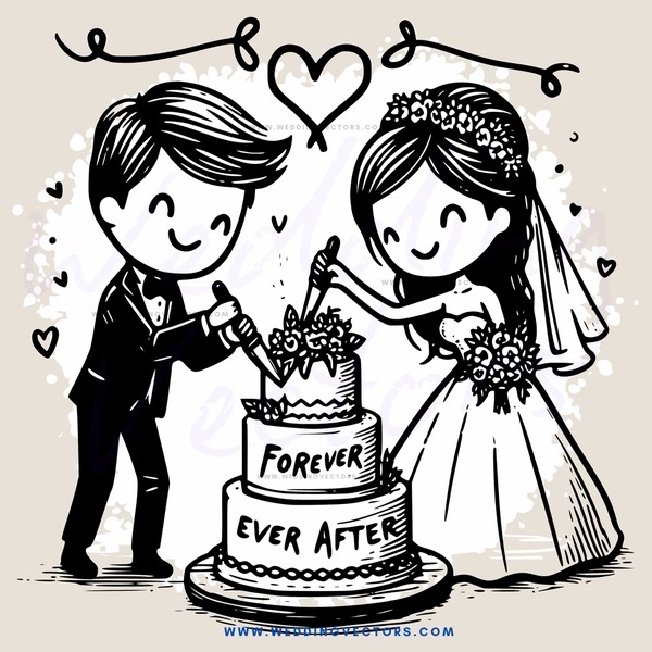 a bride and groom share a cake at their wedding