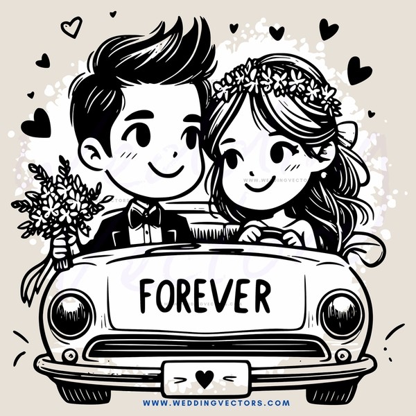 a happy couple in a car