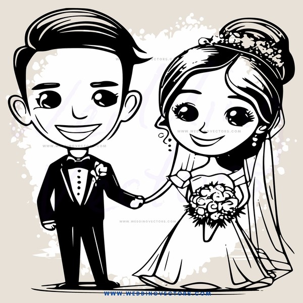 a young couple smiling together for their wedding picture