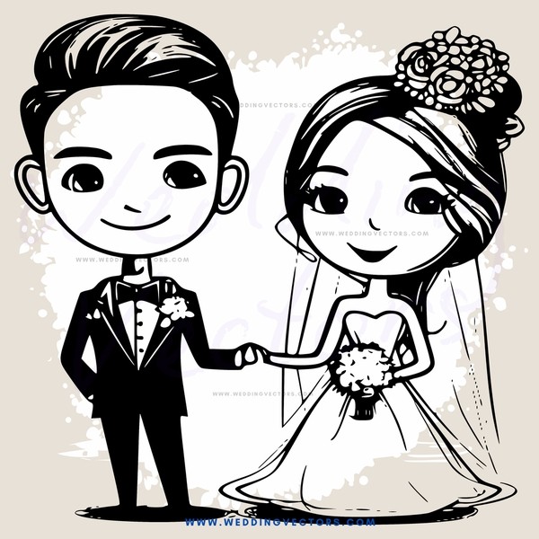 a bride and groom in tuxedo
