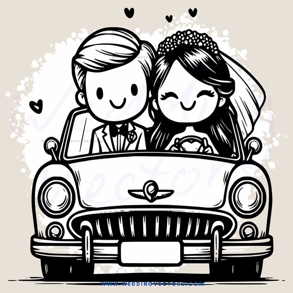 a happy couple in a car