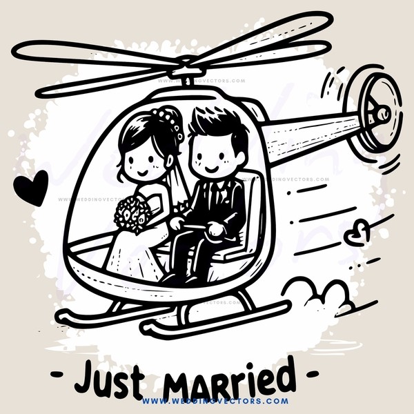 just married sketch - cartoon
