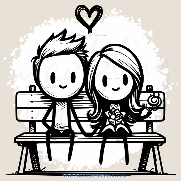a boy and girl sitting on a bench