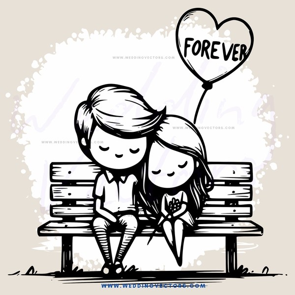 forevered couple sitting on bench