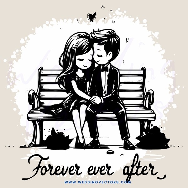 forever after - the couple kissing on a bench