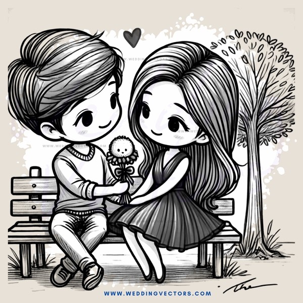 a boy and girl on a bench with their hands touching each other