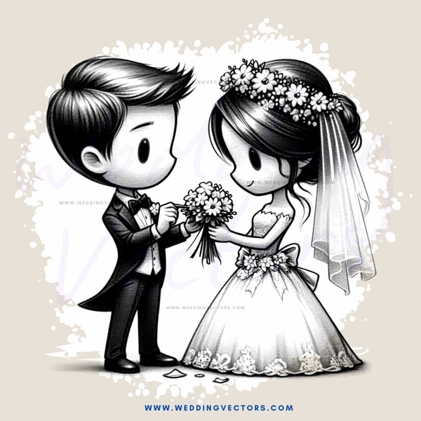 groom and bride posing together
