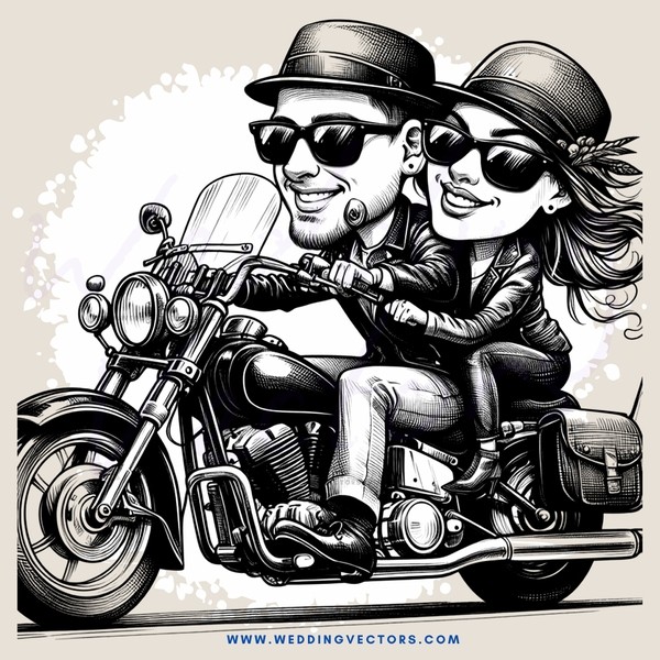 man and woman on motorcycle sitting side by side with hats on