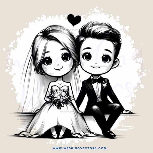 wedding bride and groom with hearts