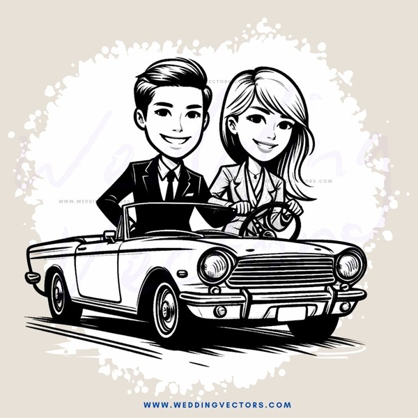 a couple riding in a car together