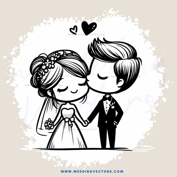 a bride and groom kissing