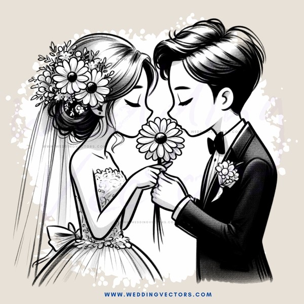 a bride and groom share their first kiss
