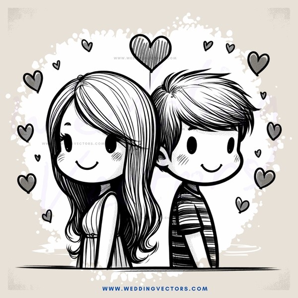two kids smiling with hearts around them