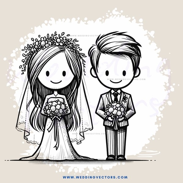 wedding bride and groom (cartoon)