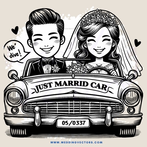 just married car