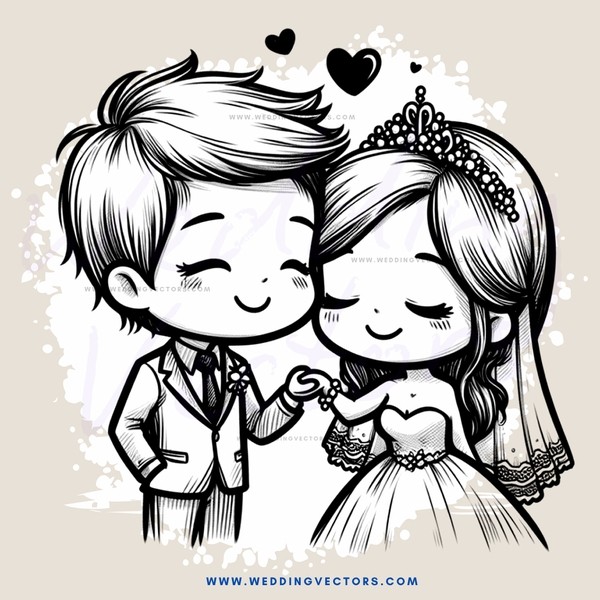 a groom and bride in a cartoon
