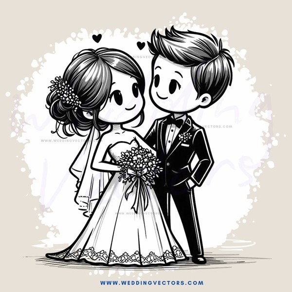 a bride and groom in wedding photo paper