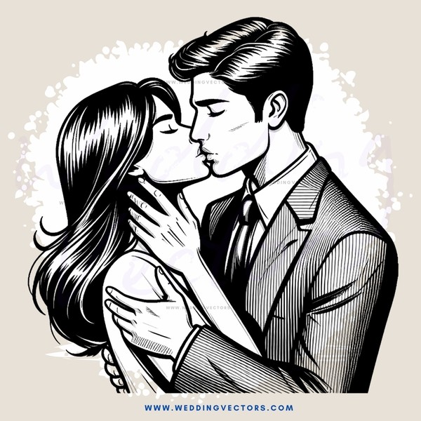 a man and woman kissing