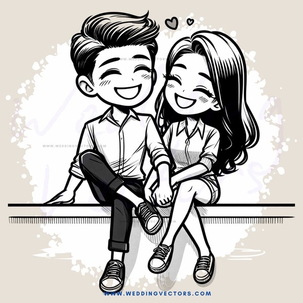 smiling couple sitting on bench