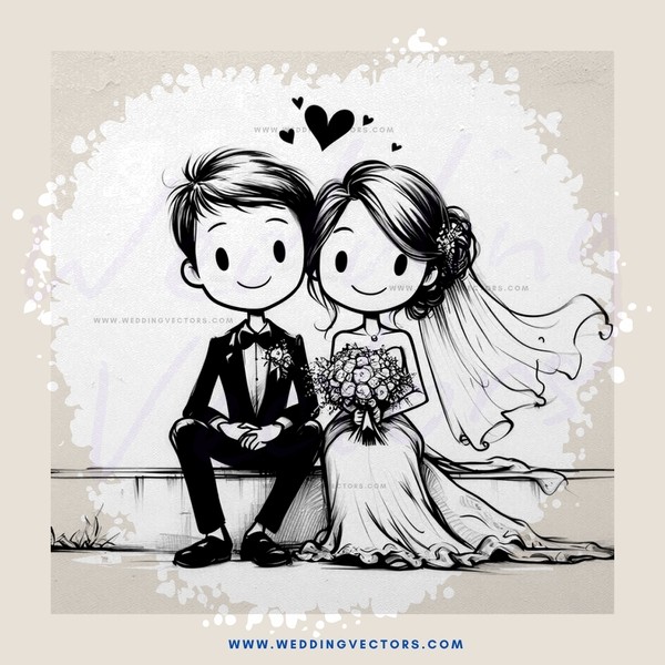 bride and groom sitting on bench with bride holding flowers