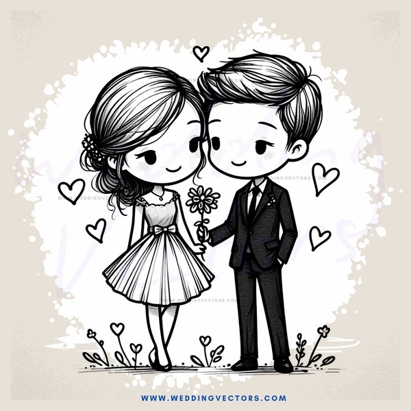 a couple holding hands and flowers