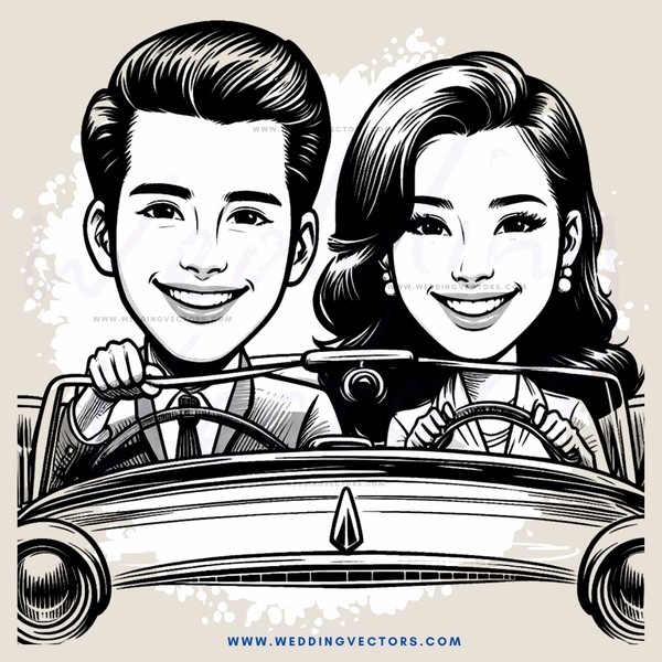 smiling driver and passenger in car