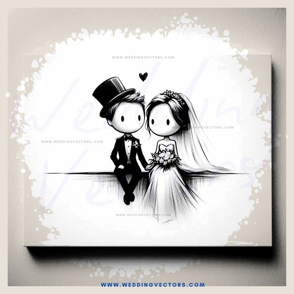a black and white photo of a man in a top hat with his bride