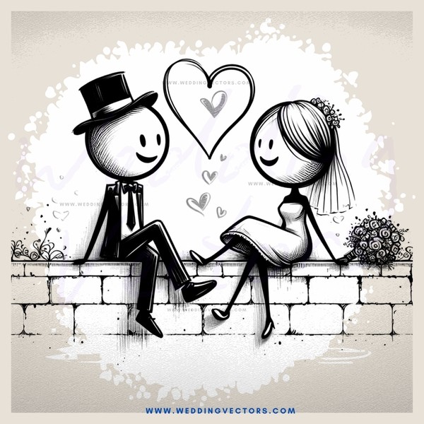 cute couple sitting on a brick wall