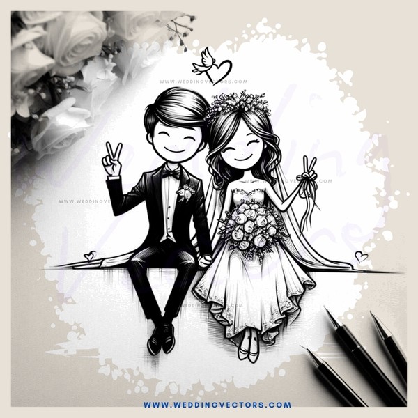 cartoon wedding illustration by cartooniartstudiocom on etsy