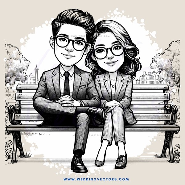 man and woman on bench with glasses
