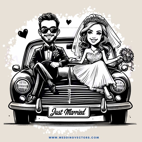 just married - car wedding