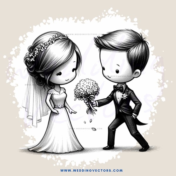 a newly married couple on their wedding day