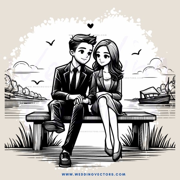 a couple sitting on a bench by the water