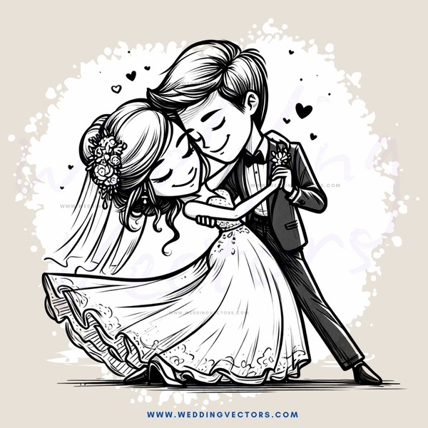 a wedding couple hugging with heart decorations