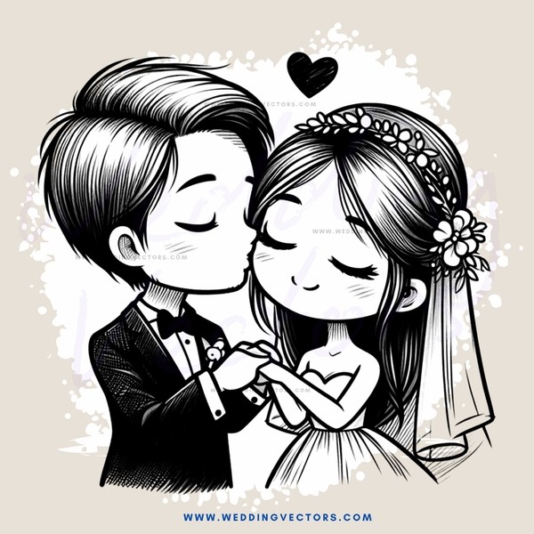 kissing couple on their wedding day