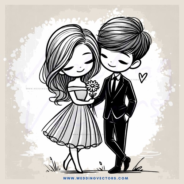 a boy and girl posing with flowers