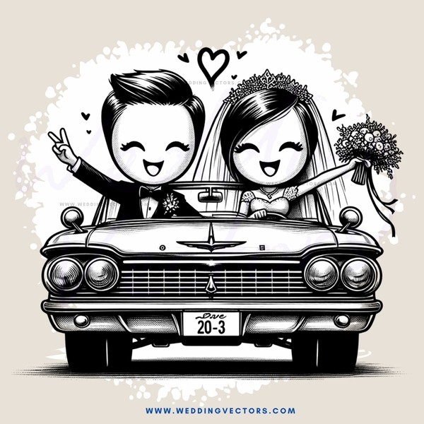 couple in car on wedding anniversary