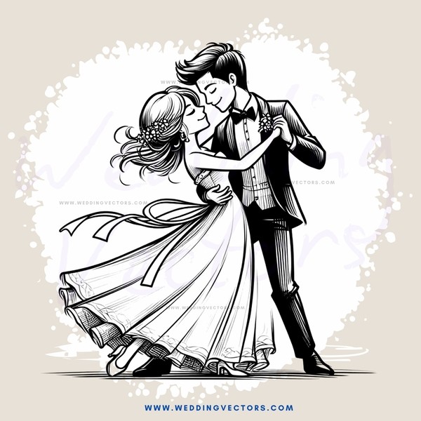 the newlywed couple dancing