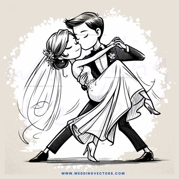 a couple dancing together in black and white