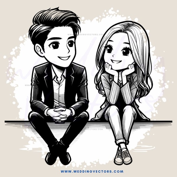 boy and girl sitting on ground drawing in black and white