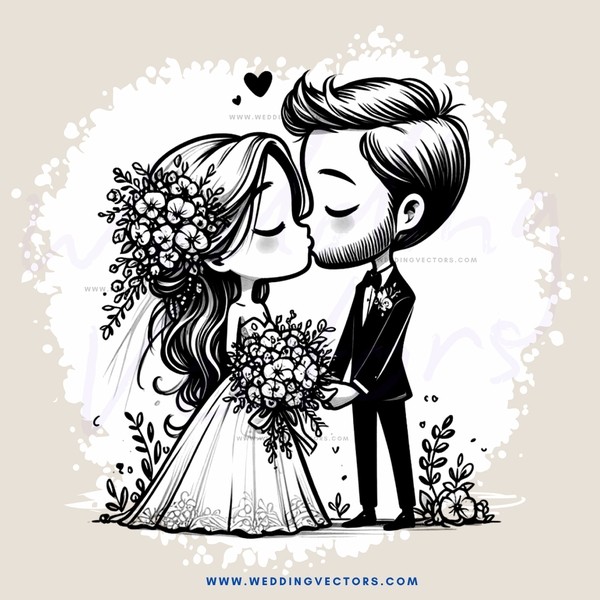 a couple's embrace with flowers and an "a" in the background