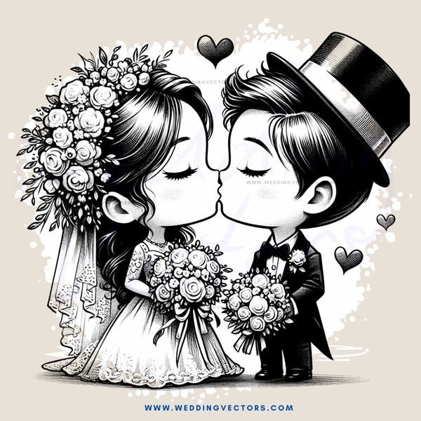 kissing couple holding flowers and gifts