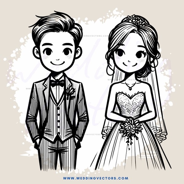 a wedding couple on an invitation card