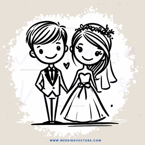 a bride and groom in black and white