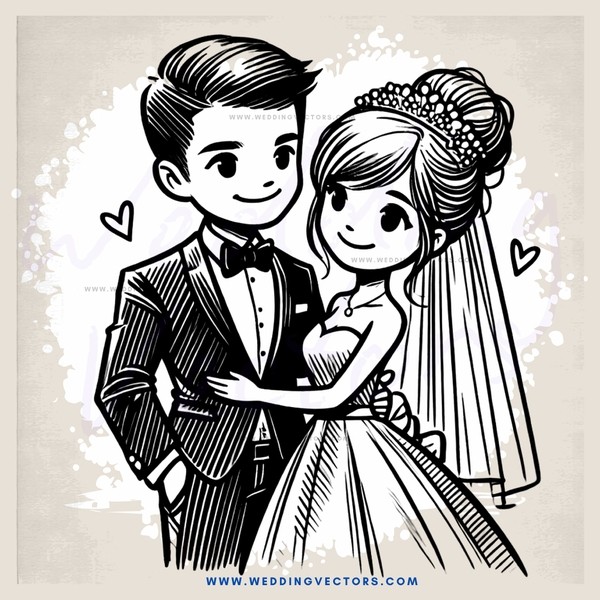a bride and groom embrace